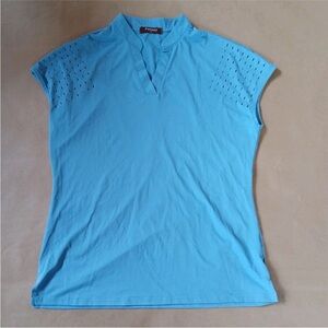 Felisou Top Womens M Blue V Neck  Activewear Golf Tennis Athletic Stretch